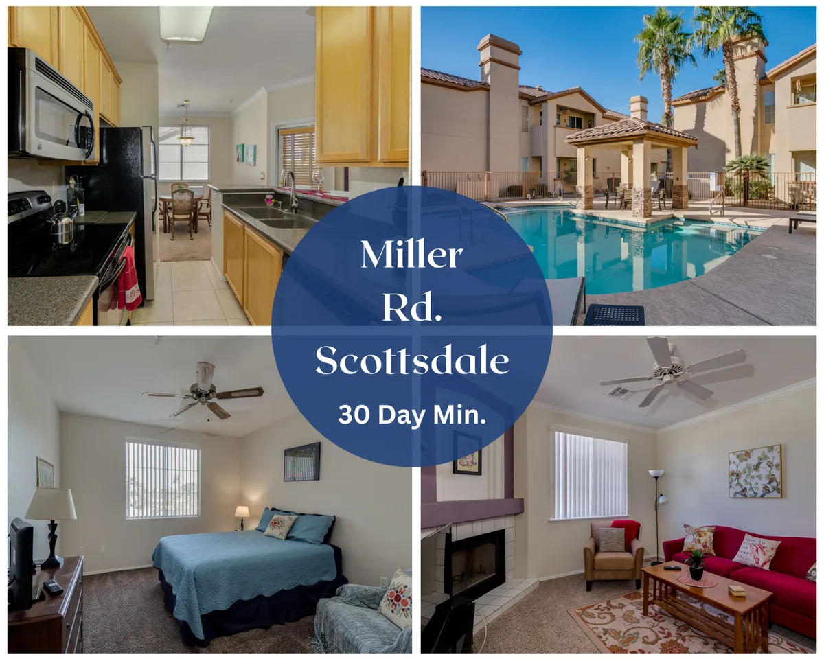 The image showcases a bright, open-concept living space with a modern kitchen, a cozy dining area, and comfortable living room seating. Through wide windows or sliding doors, a sparkling swimming pool is visible just outside, hinting at sunny days spent outdoors. The setting feels welcoming and perfect for gathering, relaxing, and enjoying both indoor comforts and outdoor fun.